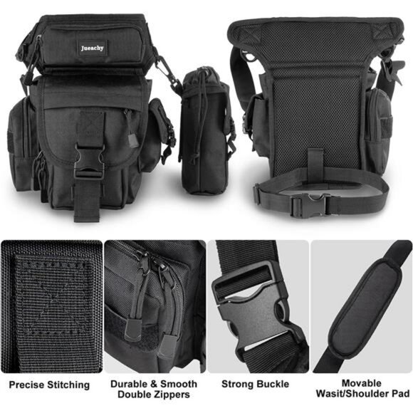 Drop Leg Bag for Men Tactical Metal Detecting Thigh Pack with Water Bottle Pouch - Picture 6 of 7